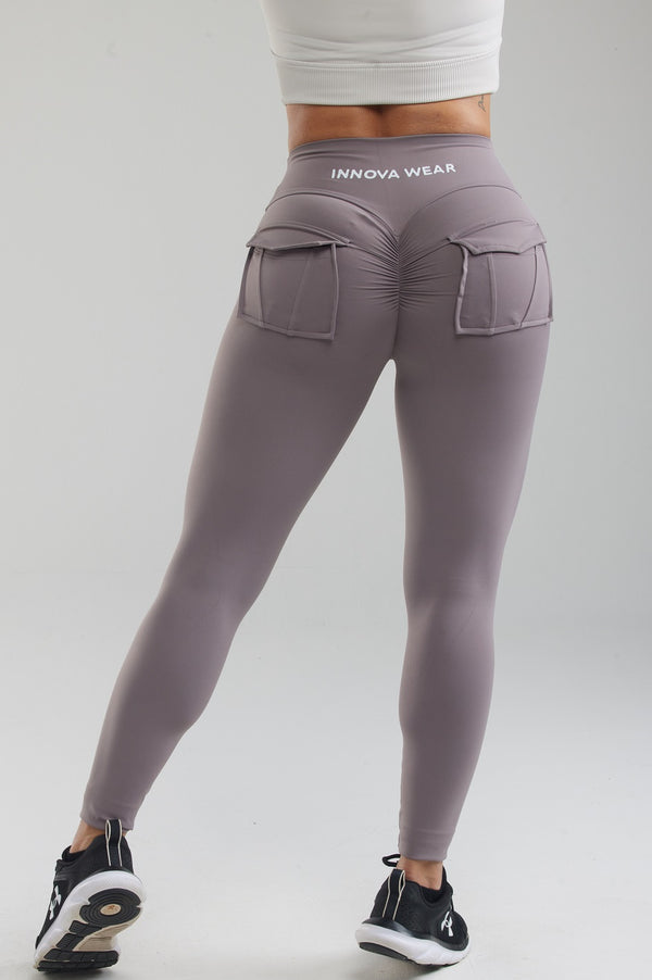 POCKET SCRUNCH BUTT LEGGINGS - PURPLE GREY