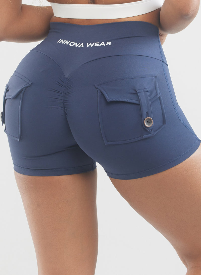 Navy Scrunch Butt Pocket shorts