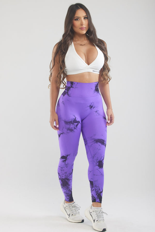 Bright Purple Marble Scrunch Butt Leggings