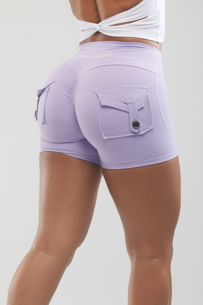 Lilac Scrunch Butt Pocket shorts