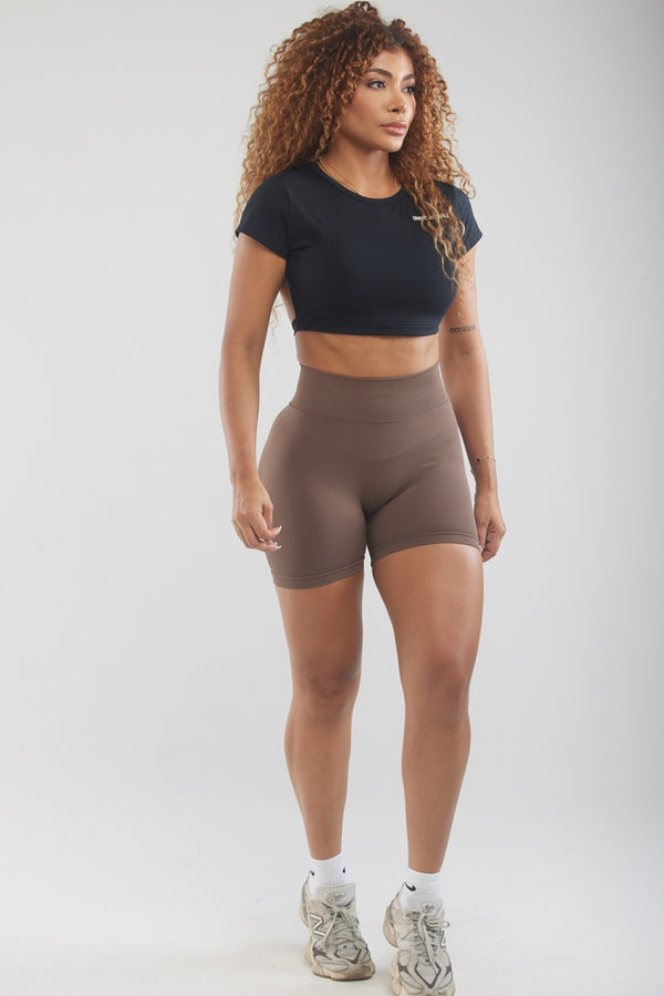 SOLID Brown Scrunch Butt Sculpting Shorts