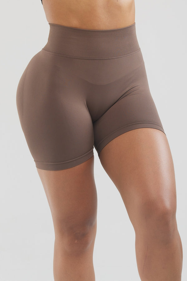 SOLID Brown Scrunch Butt Sculpting Shorts