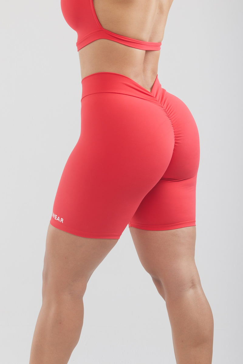 V-BACK SCUNCH BUTT SHORTS - RED