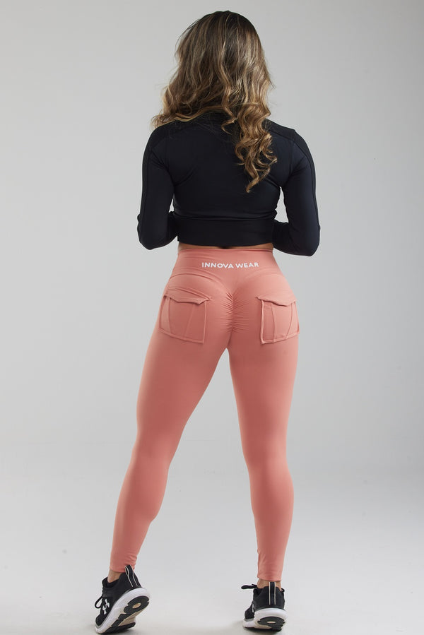 POCKET SCRUNCH BUTT LEGGINGS - PEACH