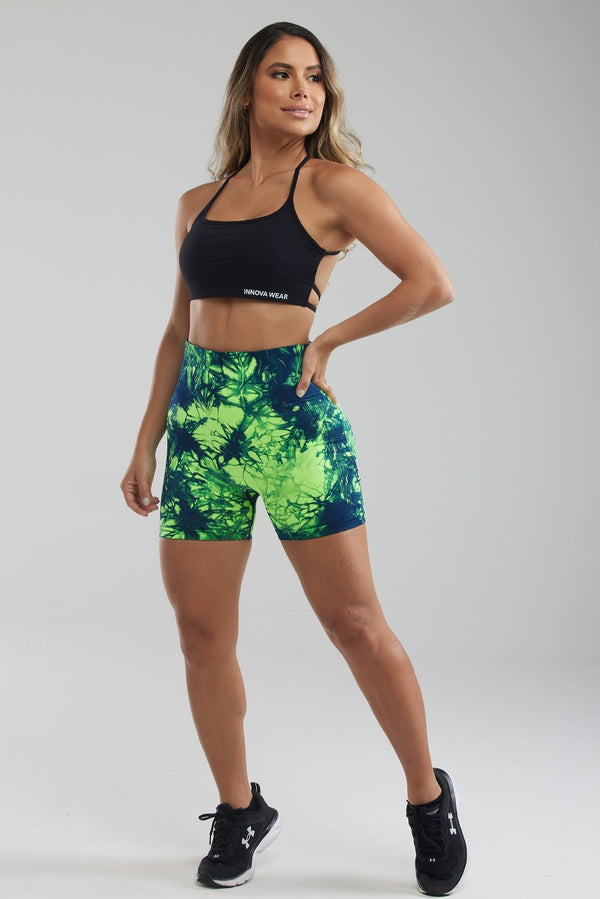 Luminous Green LIGHTNING MARBLE SCRUNCH BUTT SHORTS