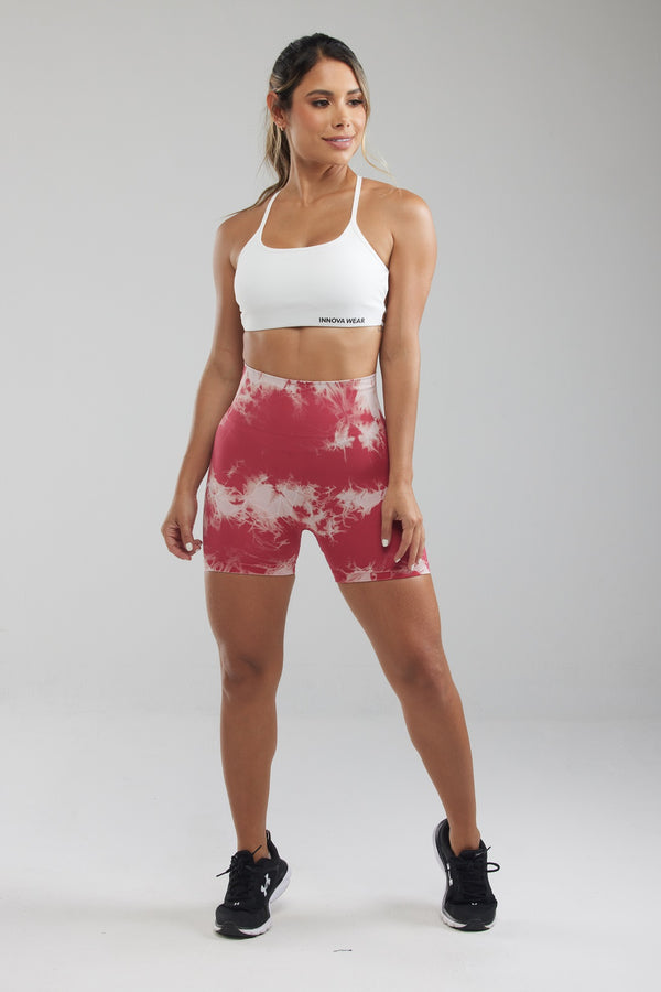 RED & WHITE MARBLE SCRUNCH BUTT SHORTS