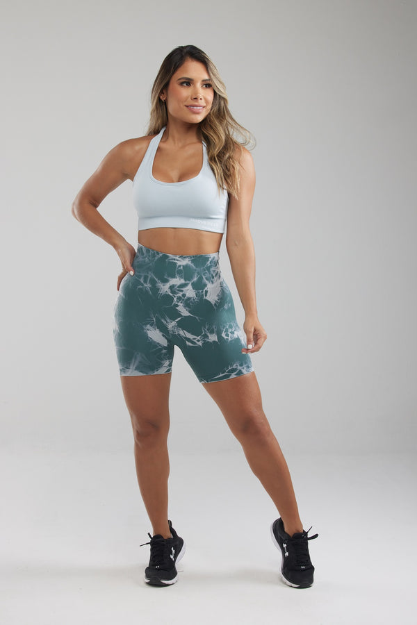 GREEN & WHITE MARBLE SCRUNCH BUTT SHORTS