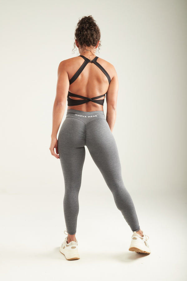 Dark grey V-waist scrunch butt leggings