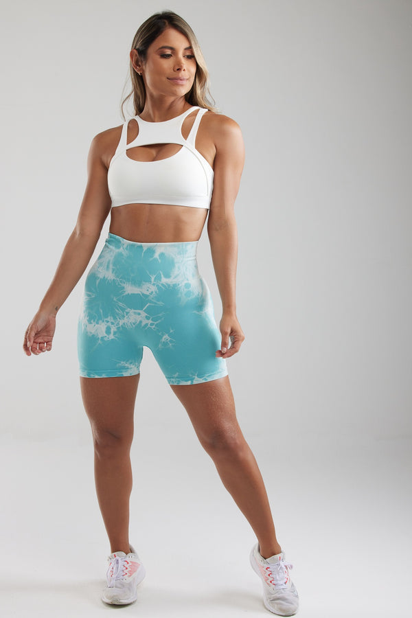 TEAL LIGHTNING MARBLE SCRUNCH BUTT SHORTS