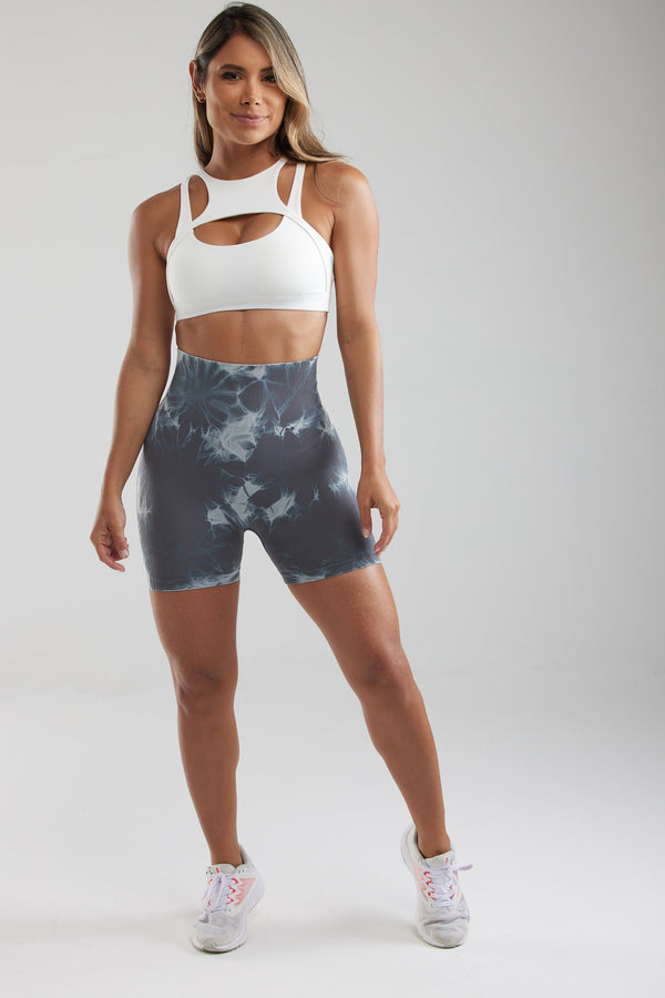 GREY LIGHTNING MARBLE SCRUNCH BUTT BIKER SHORTS