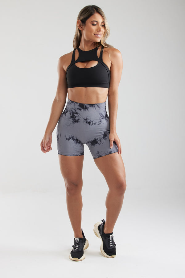 GREY & BLACK MARBLE SCRUNCH BUTT SHORTS